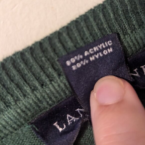 Vintage Sweater Vest V Neck Lands End Green Unisex XL Grandpacore Tenniscore - Picture 4 of 5